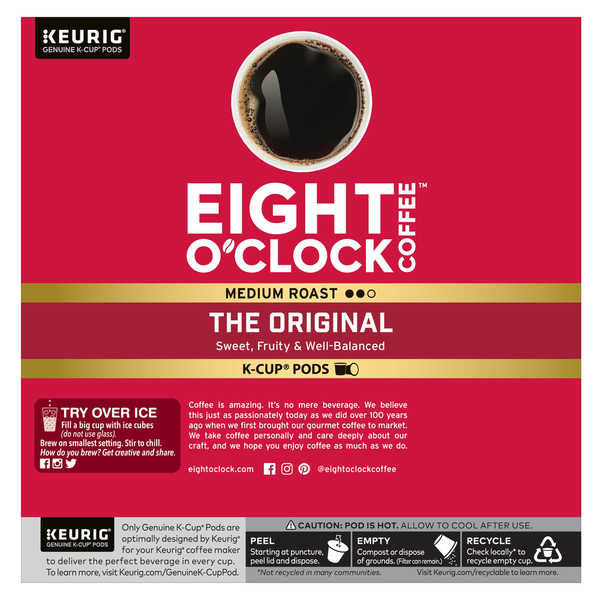 Eight O’Clock The Original Medium Roast Ground Coffee Value Pack K-Cup Pods