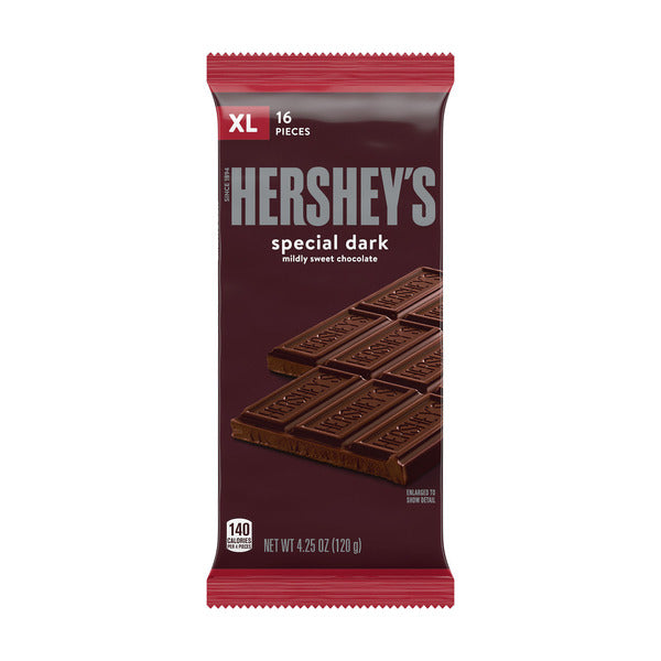Hershey's SPECIAL DARK Mildly Sweet Chocolate XL, Candy Bar, 4.25 oz (16 Pieces)