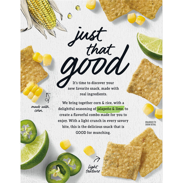 GOOD THINS Jalapeño & Lime Corn & Rice Snacks Gluten Free Crackers, Snack Crackers 4 oz
