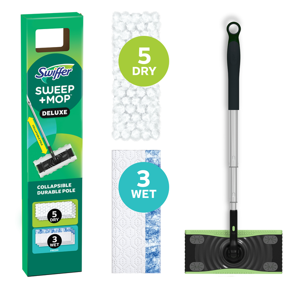 Swiffer Sweep and Mop Deluxe, 2-in-1 Floor Mopping and Sweeping Kit, 1 Device
