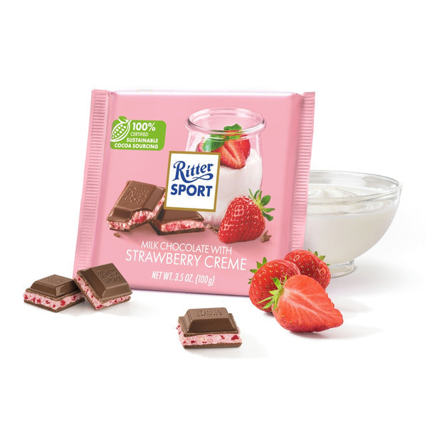 Ritter Sport Milk Chooclate Candy Bar with Strawberry Crème filling
