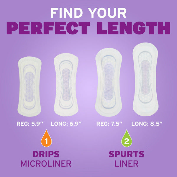 Poise Microliners, Incontinence Liners, 1 Drop Lightest Absorbency, Long