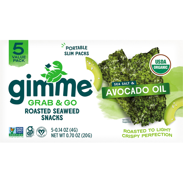 gimMe Grab & Go Roasted Sea Salt & Avocado Oil Seaweed Snacks Value Pack