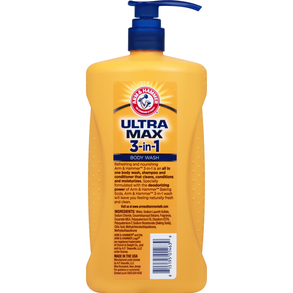 Arm & Hammer Body Wash/Shampoo/Conditioner, 3-in-1, Fresh Scent