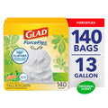 Glad ForceFlex Tall Kitchen Drawstring Trash Bags, 13 Gal, Gain Original with Febreze