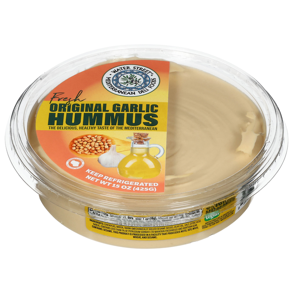 Water Street Deli Hummus, Fresh, Original Garlic