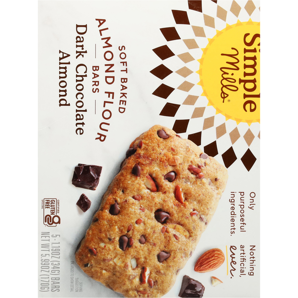 Simple Mills  Soft Baked Almond Flour Bars, Dark Chocolate Almond