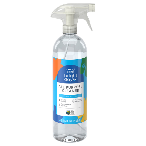 Clear all-purpose cleaner bottle with a colorful label on a white background. 23 FL OZ (1 PT 7 FL OZ) 680 mL