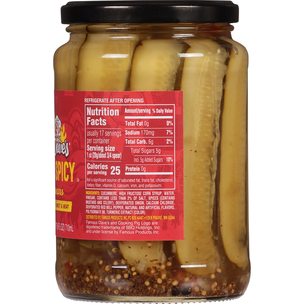 Famous Dave's Pickle Spears, Sweet 'n Spicy, Mild