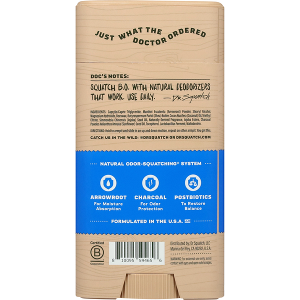 Dr. Squatch Odor Squatching Aluminum Free Men's Natural Fresh Falls Deodorant