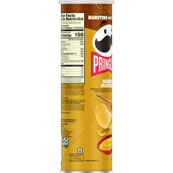Pringles can of Honey Mustard flavor on a white background