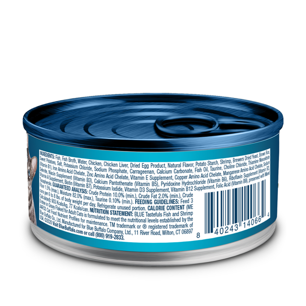 Blue Buffalo Tastefuls Natural Flaked Wet Cat Food, Fish & Shrimp Entrée in Gravy