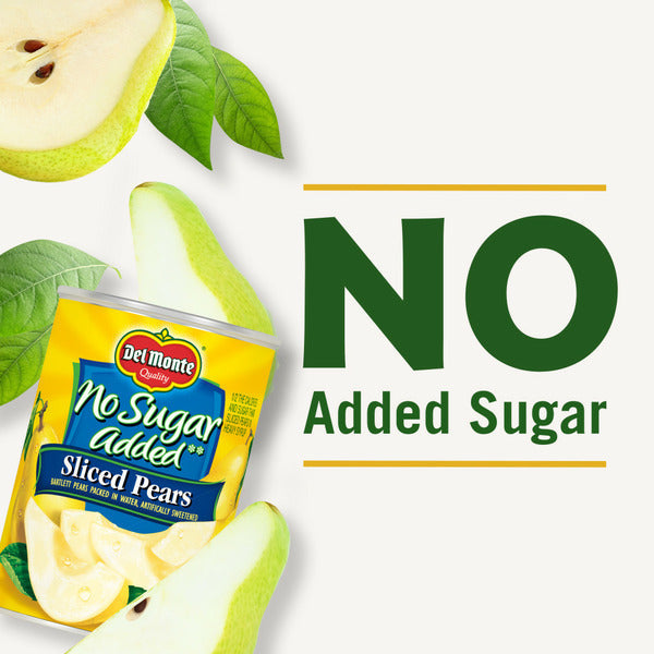 Del Monte No Sugar Added Sliced Bartlett Pears, Canned Fruit