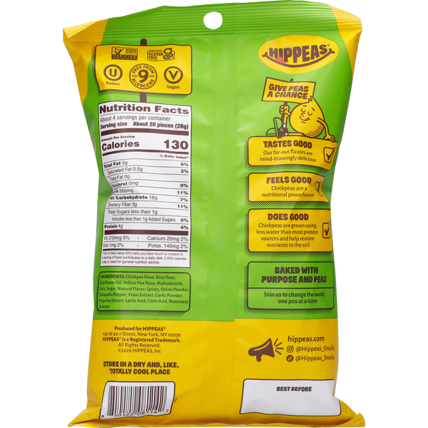 HIPPEAS Baked Jalapeno Cheddar Blaze Flavored Chickpea Puffs