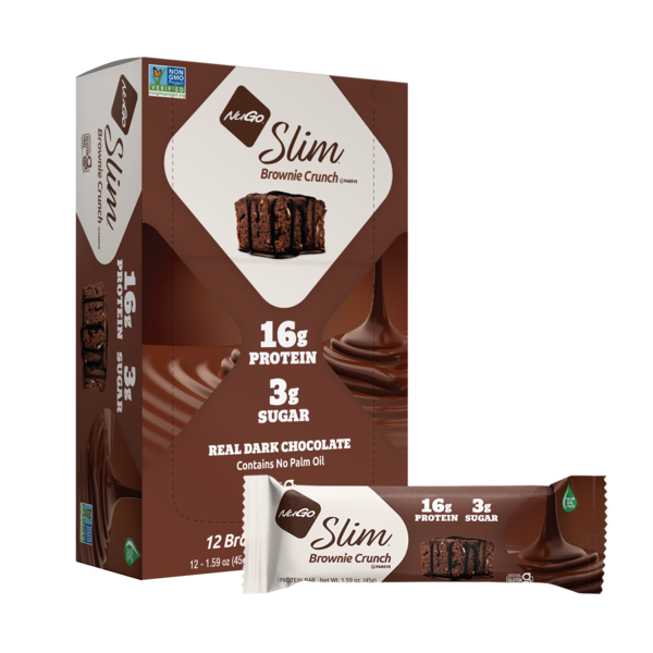 NuGo Slim Brownie Crunch, Gluten Free, Low Sugar, High Protein Bar