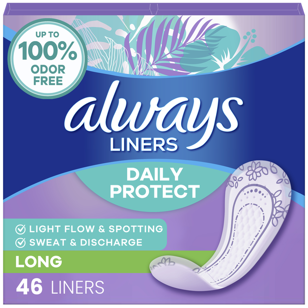 Always Daily Protect Liners, Long Length, Unscented