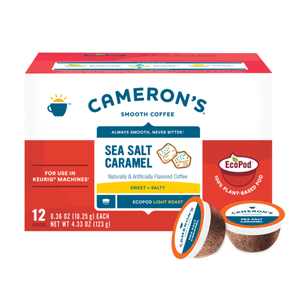 Cameron's Coffee, Smooth, Light Roast, Sea Salt Caramel, EcoPods