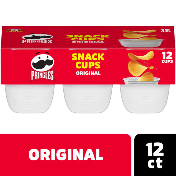 Pringles snack cups packaging with red and white design