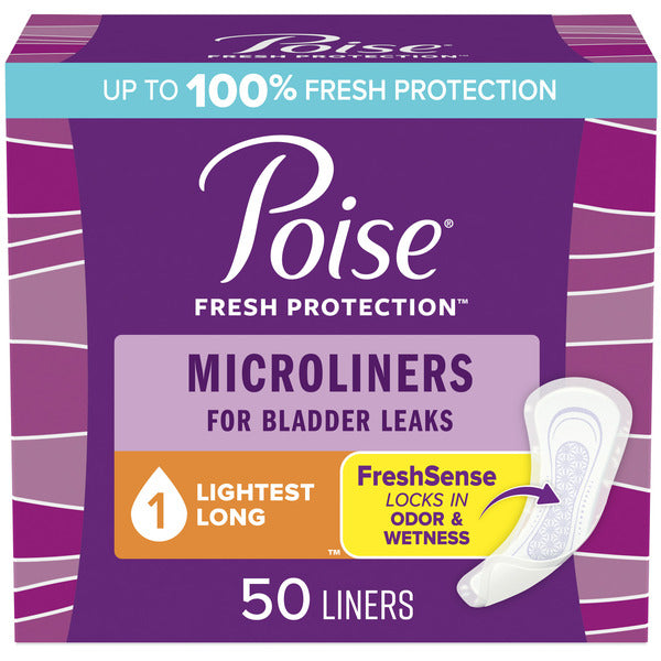 Poise Microliners, Incontinence Liners, 1 Drop Lightest Absorbency, Long