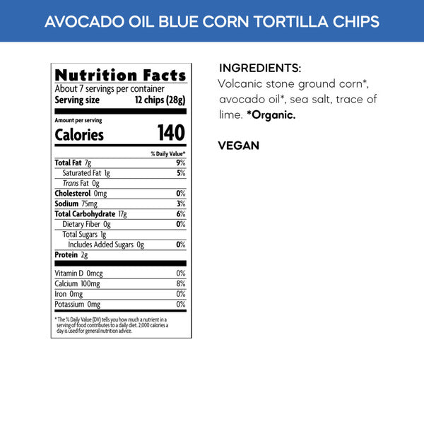 Que Pasa Avocado Oil Blue Corn Tortilla Chips