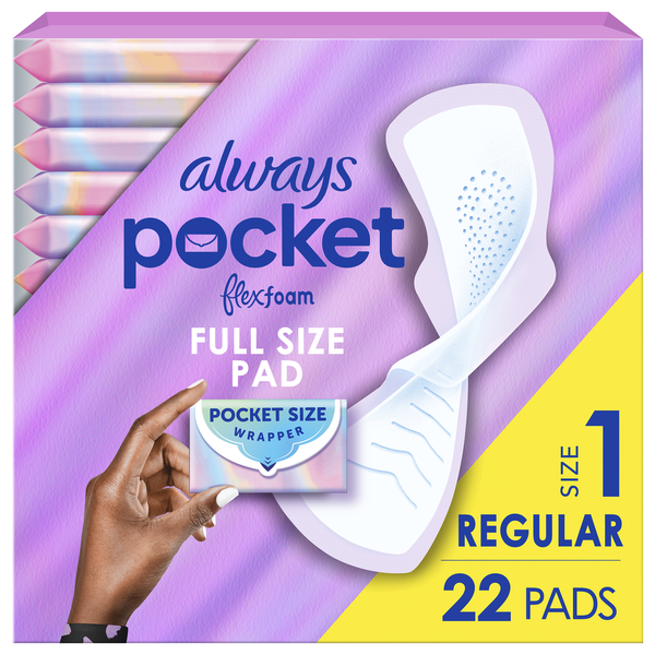 Always Pocket with FlexFoam Pads, Size 1, Regular, Wings