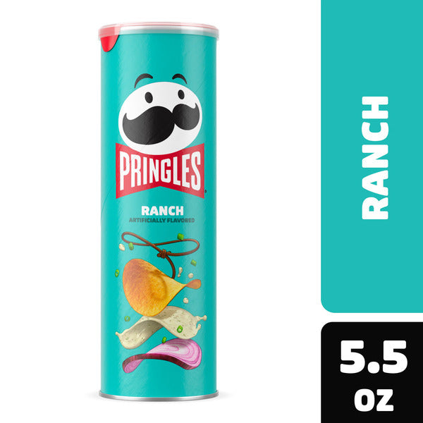 Pringles Ranch potato chip can on a white background