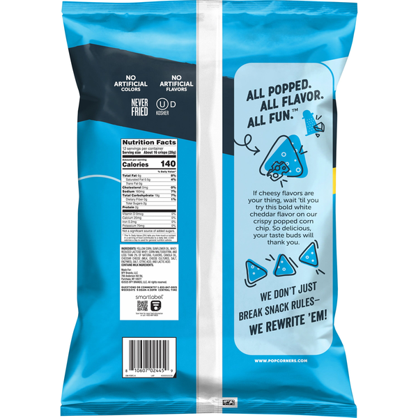 PopCorners Popped Corn Snacks White Cheddar Flavored