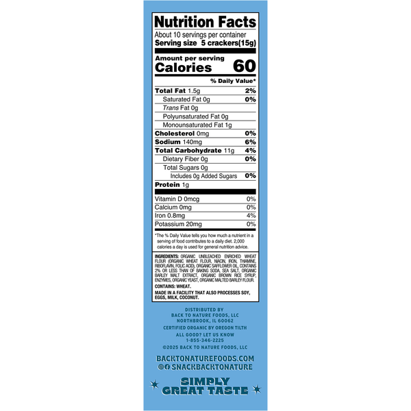 Back to Nature Organic Classic Saltine Crackers
