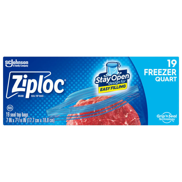 Ziploc Freezer Bags with Stay Open Design for Easy Filling