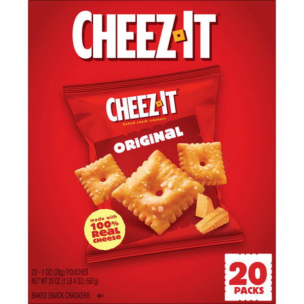 Cheez-It Original Cheese Crackers, Baked Snack Crackers, Single Serve, 20 Count