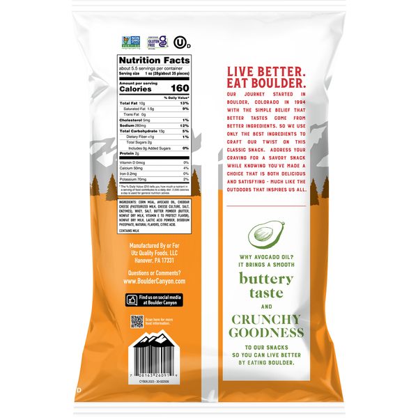 Boulder Canyon Corn Based Snack, Aged White Cheddar