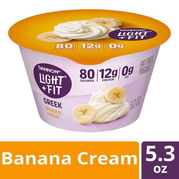 Dannon Light + Fit Dannon Light + Fit Banana Cream Greek Fat Free Yogurt, Creamy and Delicious Gluten Free Yogurt, 5.3 oz Cup