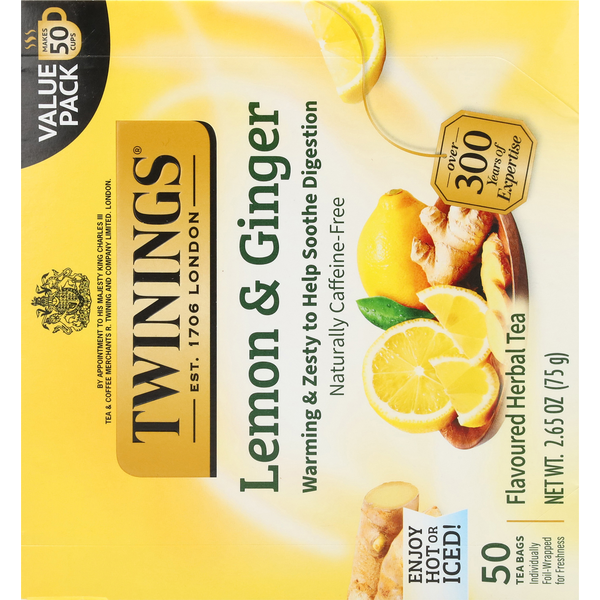 Twinings Tea Bags Lemon & Ginger Herbal Tea Value Pack