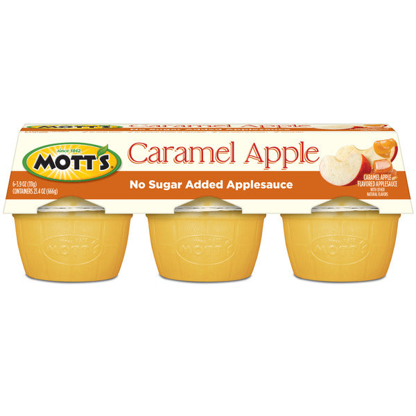 Mott's No Sugar Added Caramel Apple Applesauce, 3.9 oz cups, 6 count
