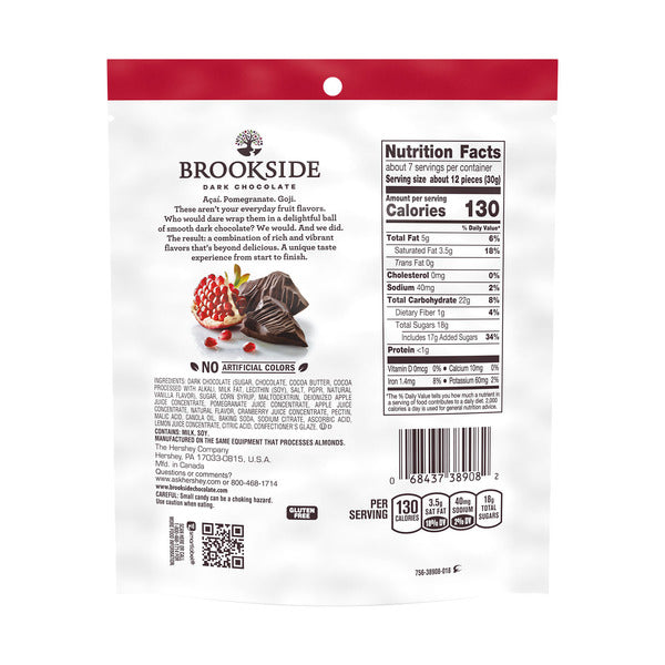 BROOKSIDE Dark Chocolate and Pomegranate Flavored Snacking Chocolate Bag, 7 oz