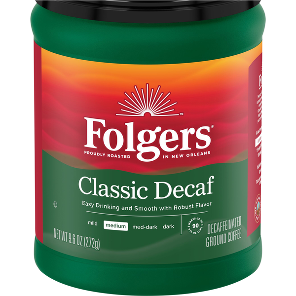 Folgers Coffee, Ground, Medium, Classic Decaf, Decaffeinated