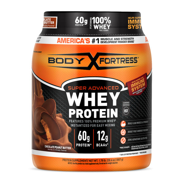 Body Fortress Super Advanced 100% Premium Whey Protein Powder Chocolate Peanut Butter