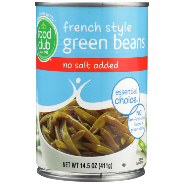 Food Club No Salt Added French Style Green Beans