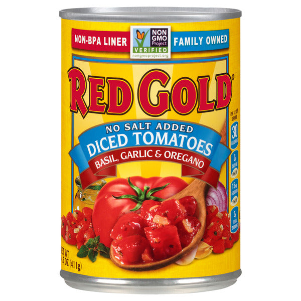 Red Gold No Salt Added Diced Tomatoes Basil, Garlic & Oregano