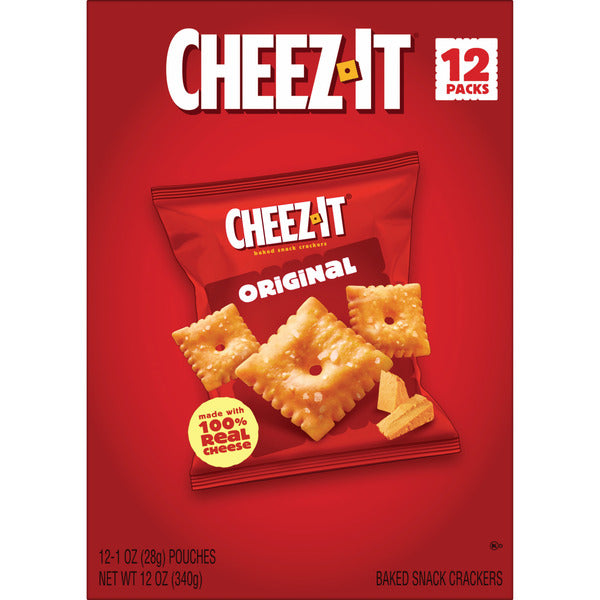Cheez-It Original Cheese Crackers, Baked Snack Crackers, Grab n' Go, 12 Count