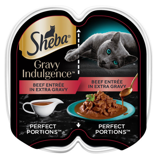 SHEBA PERFECT PORTIONS Gravy Indulgence Beef Entree in Extra Gravy Twin-Pack Trays