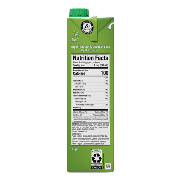 Pacific Foods Light in Sodium Organic Butternut Squash Soup