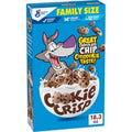 General Mills Cookie Crisp Family Size breakfast cereal box with cartoon wolf mascot on a white background