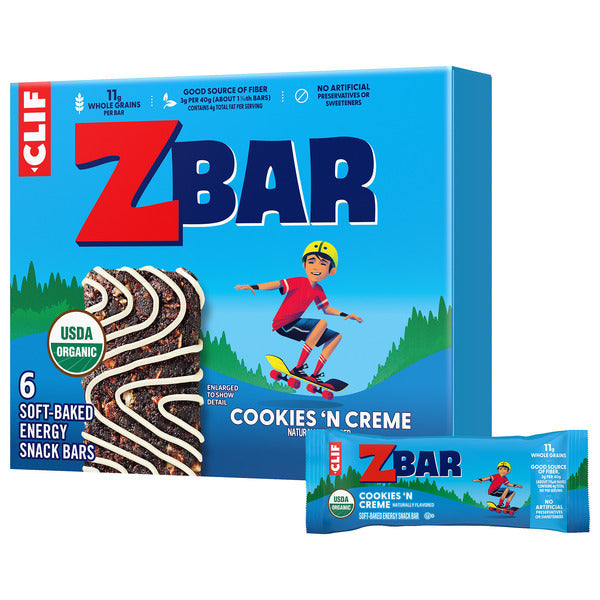 ZBAR Cookies 'N Creme, Soft-Baked Energy Snack Bars, Organic Granola Bars 7.62 oz