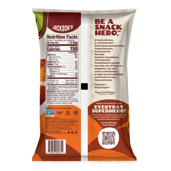 Jackson's Sweet Potato Chips in Avocado Oil, Carolina BBQ