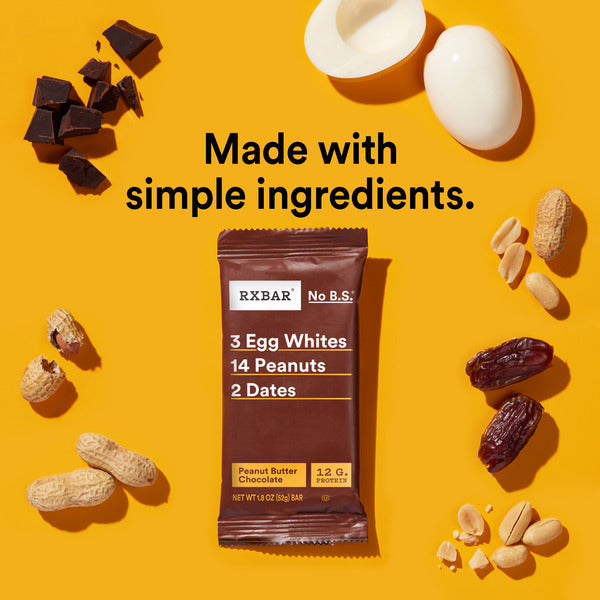 RXBAR Peanut Butter Chocolate Protein Bars, Protein Snack, 5 Count