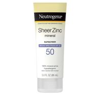 Neutrogena Sheer Zinc Sunscreen Lotion SPF 50 on a white background