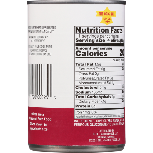 Bell's Olives, Ripe, Pitted, Large