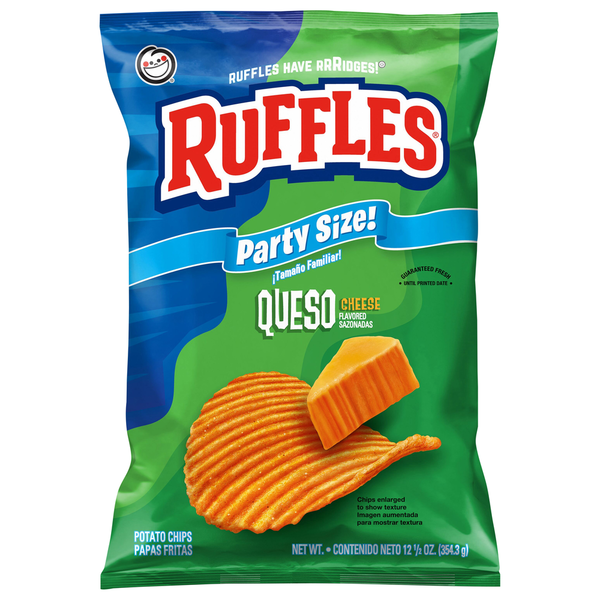 Ruffles Queso Cheese Flavored Potato Chips Party Size
