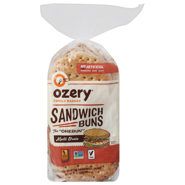 Ozery Bakery Sandwich Buns, Multi Grain, Pre-Sliced